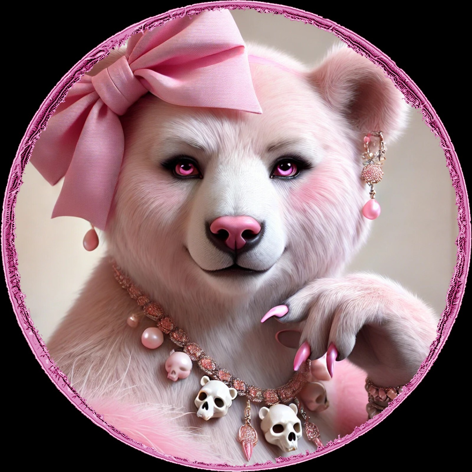 Pink Teddy Bear Necklace Pendant Sauvage Animal Forest Jewellery Magic Jewelry