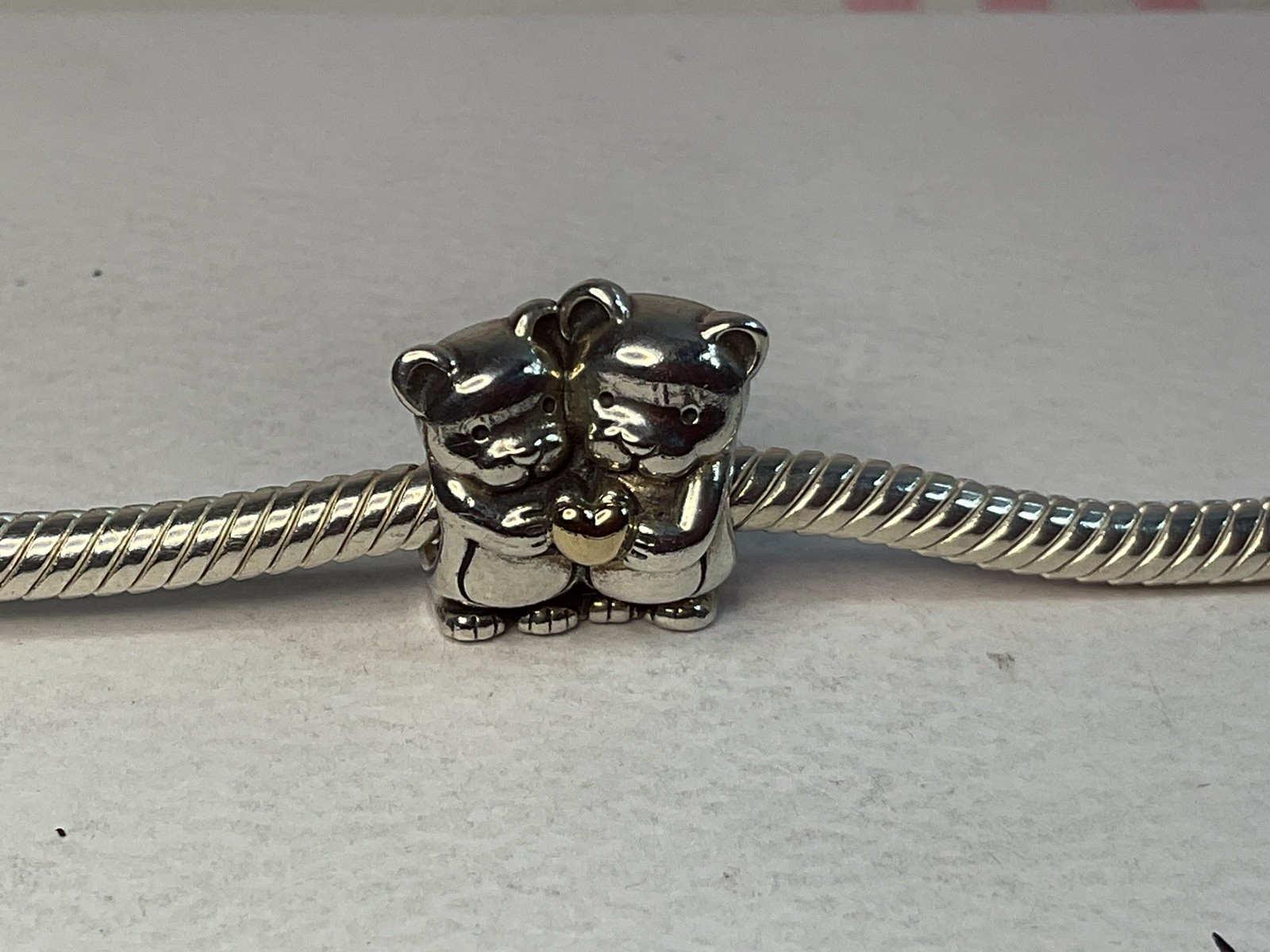 Pandora Two Tone Bear Hug Charm 14k Heart