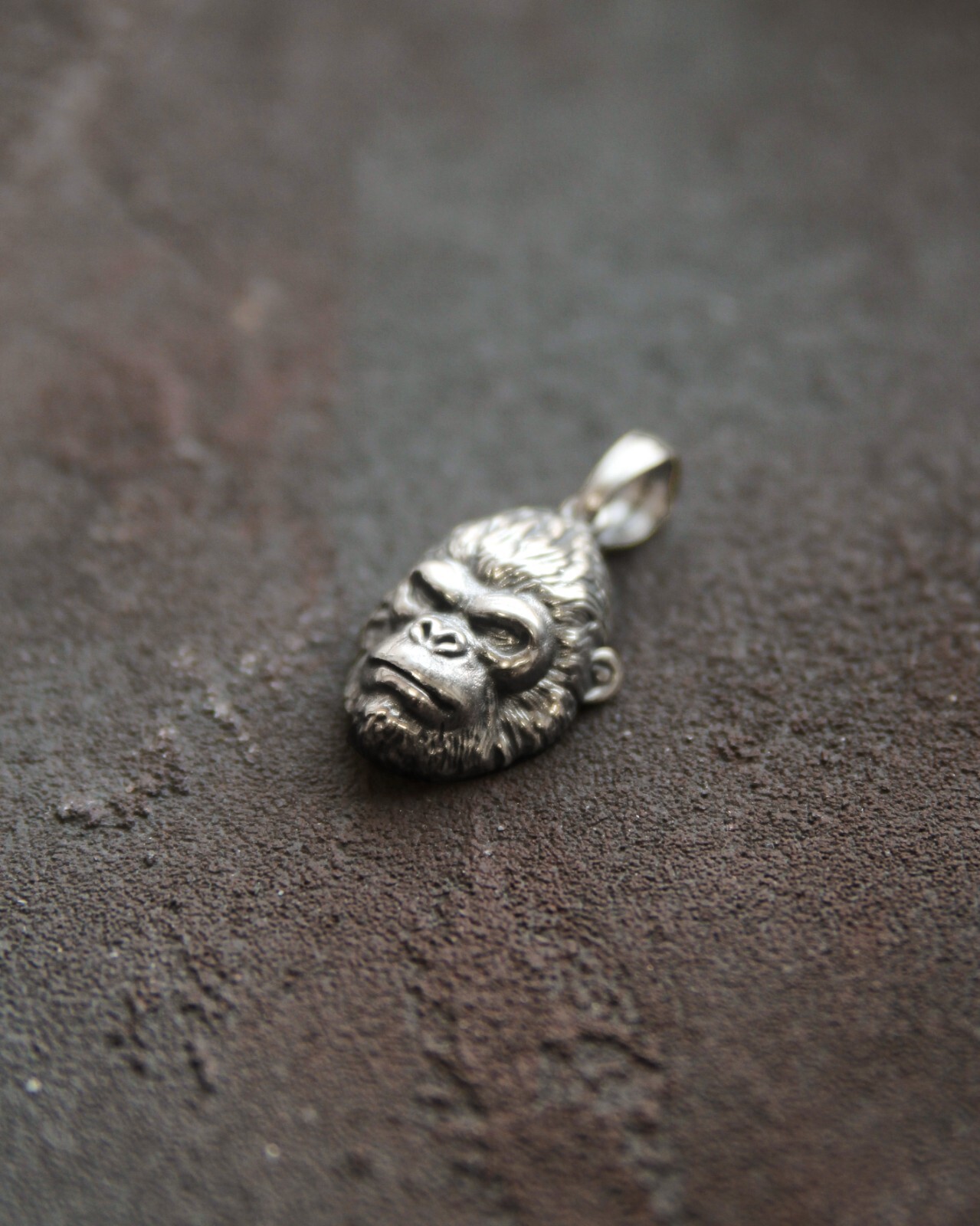 🦍 African Gorilla Pendant – 925 Sterling Silver Ape Head Necklace, King Kong Wi