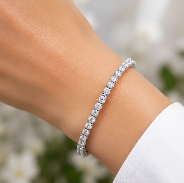 8Ct Round Cut Simulated Diamond Engagement Tennis Bracelet 14K White Gold Plated
