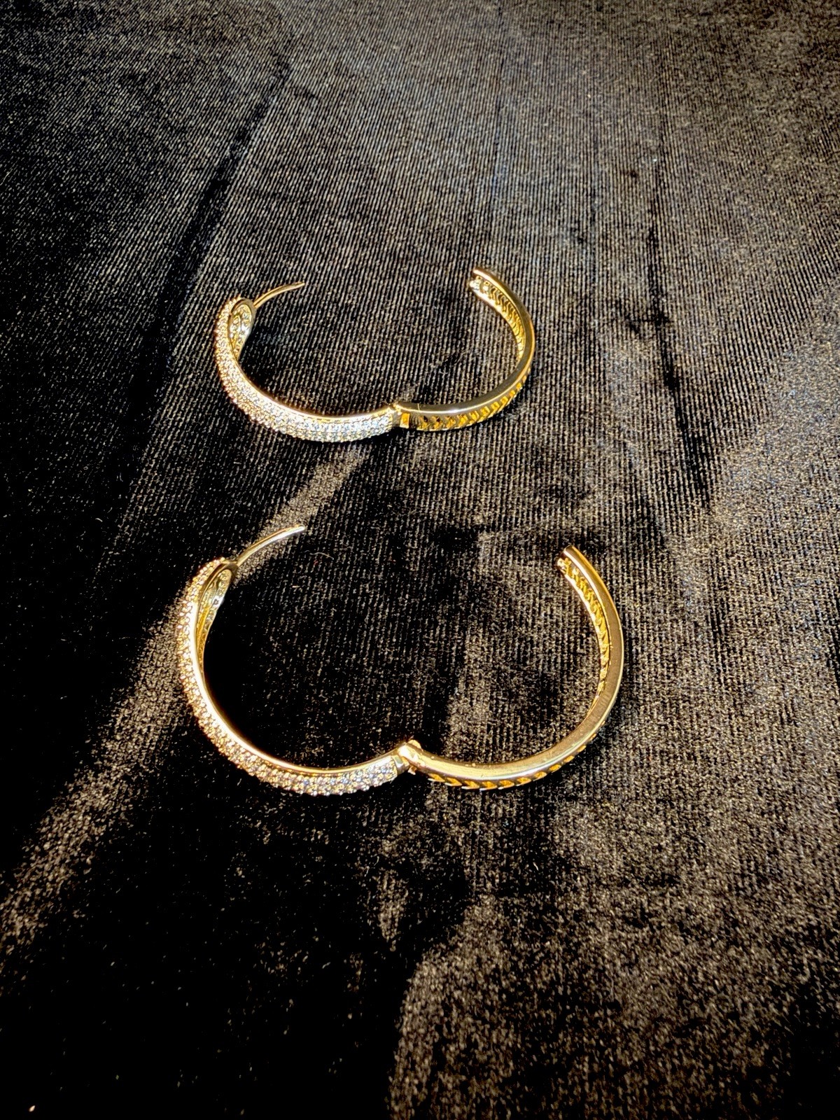 Elegant 14k Gold Filled Pavé AAA CZ 1.5 in hinged Hoop Earrings Latch Back