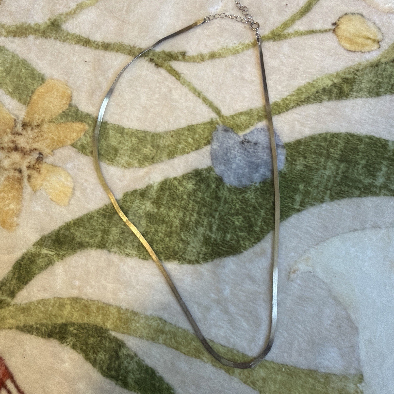 Signed 925 Sterling Silver Herringbone Necklace, Adjustable, Lobster Clasp