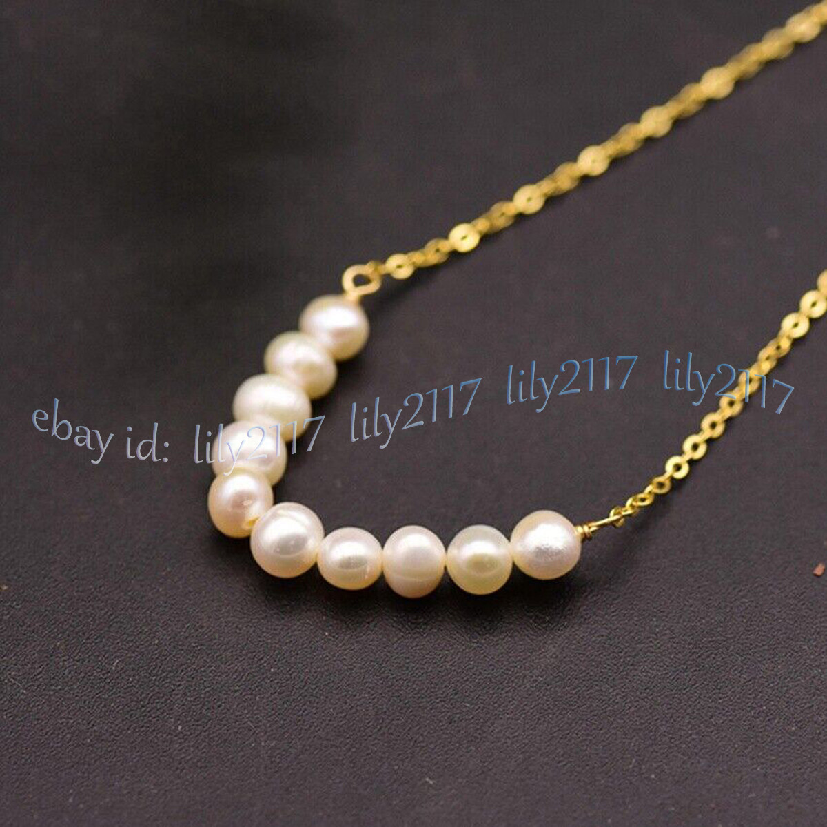 7-11MM Real Natural White Baroque Freshwater Pearl Necklace Gold Chain 18 inches