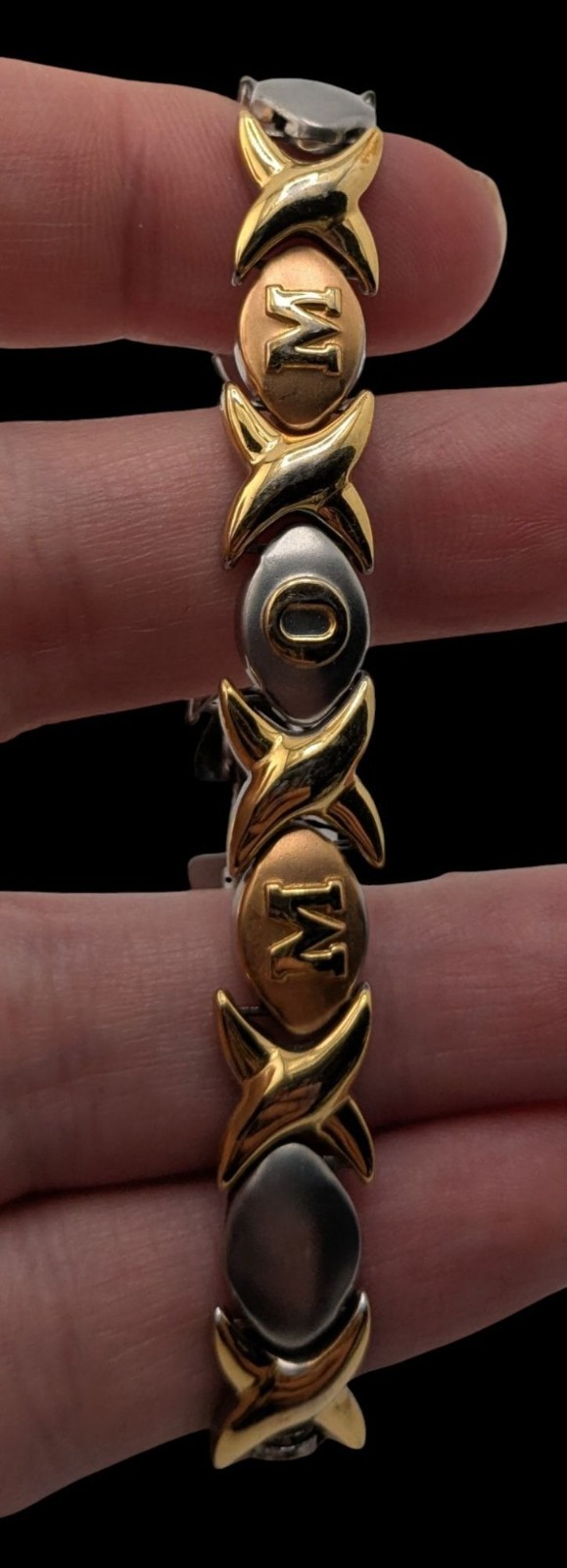 Mom-Themed Stainless Steel Bracelet Gold & Silver Snap Lock 7 Inches JJT Design
