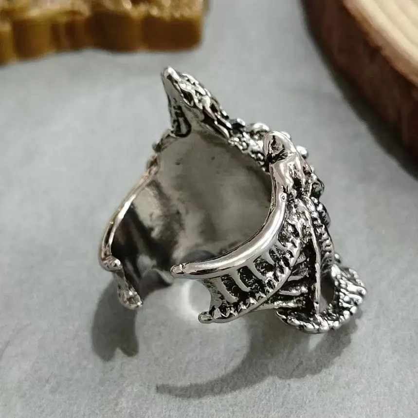 Gothic Dragon Wings Adjustable Ring Vintage Punk Zinc Alloy Jewelry