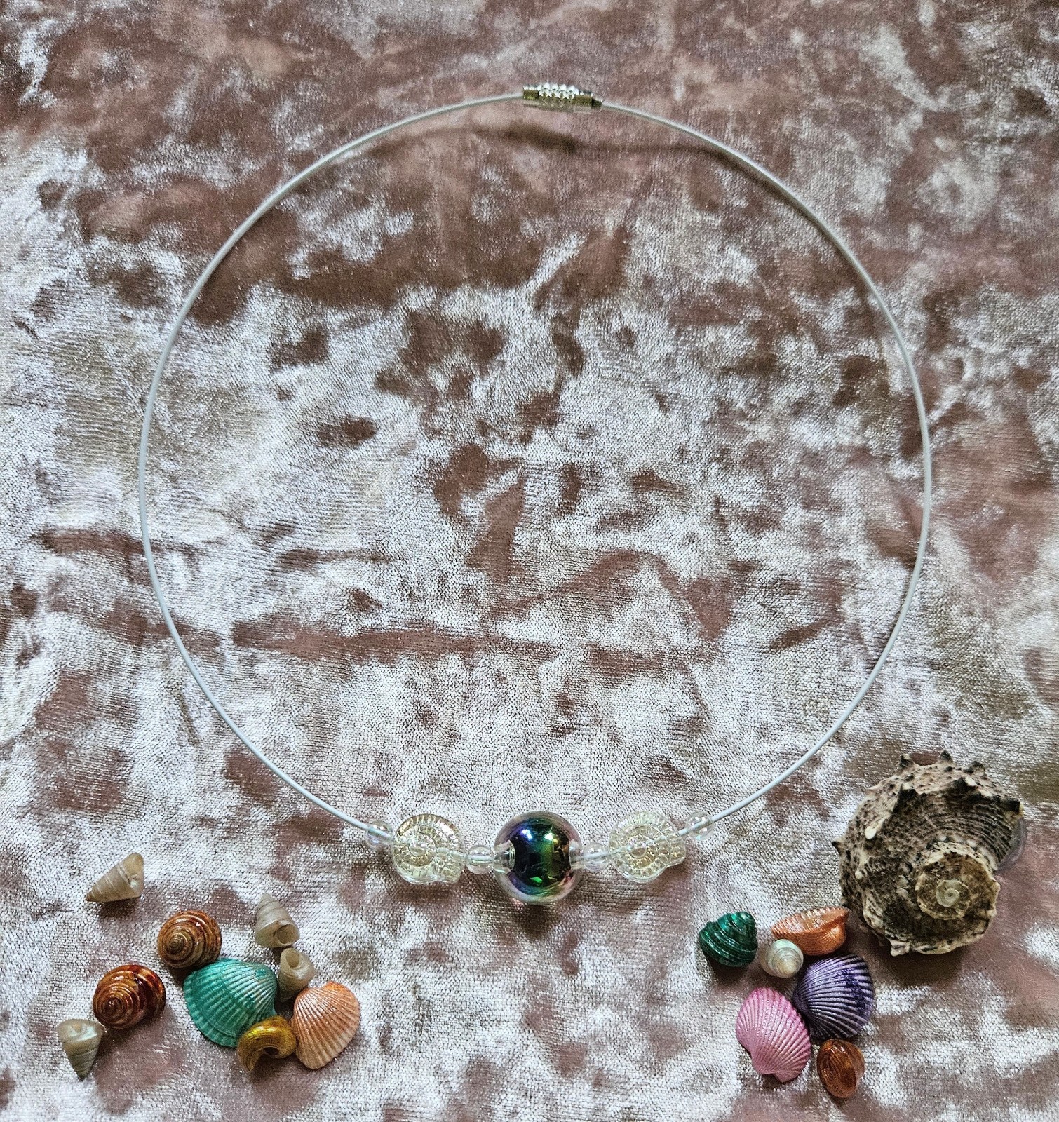 BigTimeRockShow Sea Treasure Iridescent Orb & Glass Nautilus Acrylic Bubbles