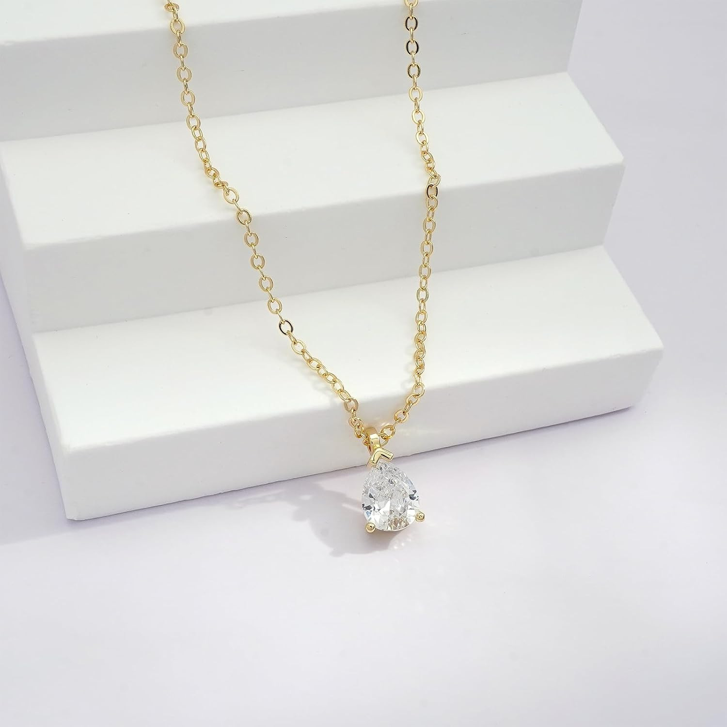 Gold Necklace for Women 14K Gold Plated Dainty Pendant Chain Puffy Heart Italian