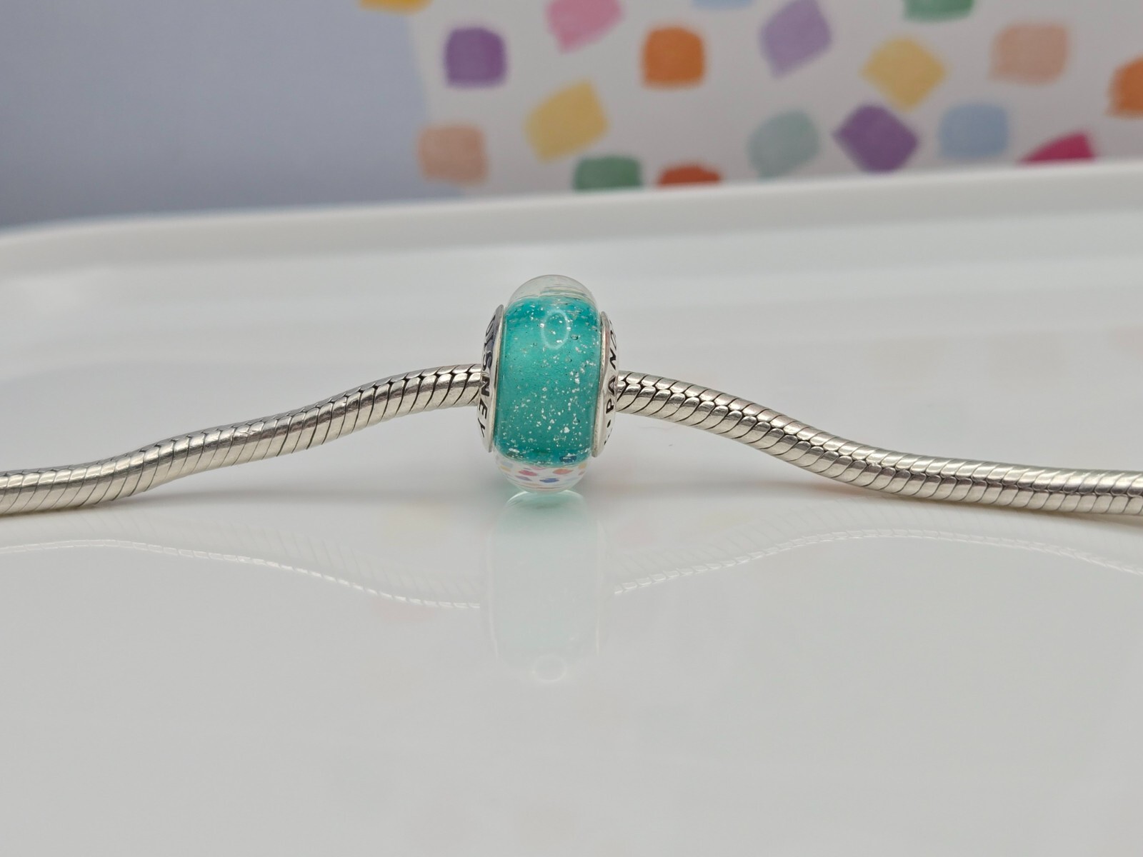 Authentic Pandora Disney Ariel’s Silver Signature Color Murano glass Charm