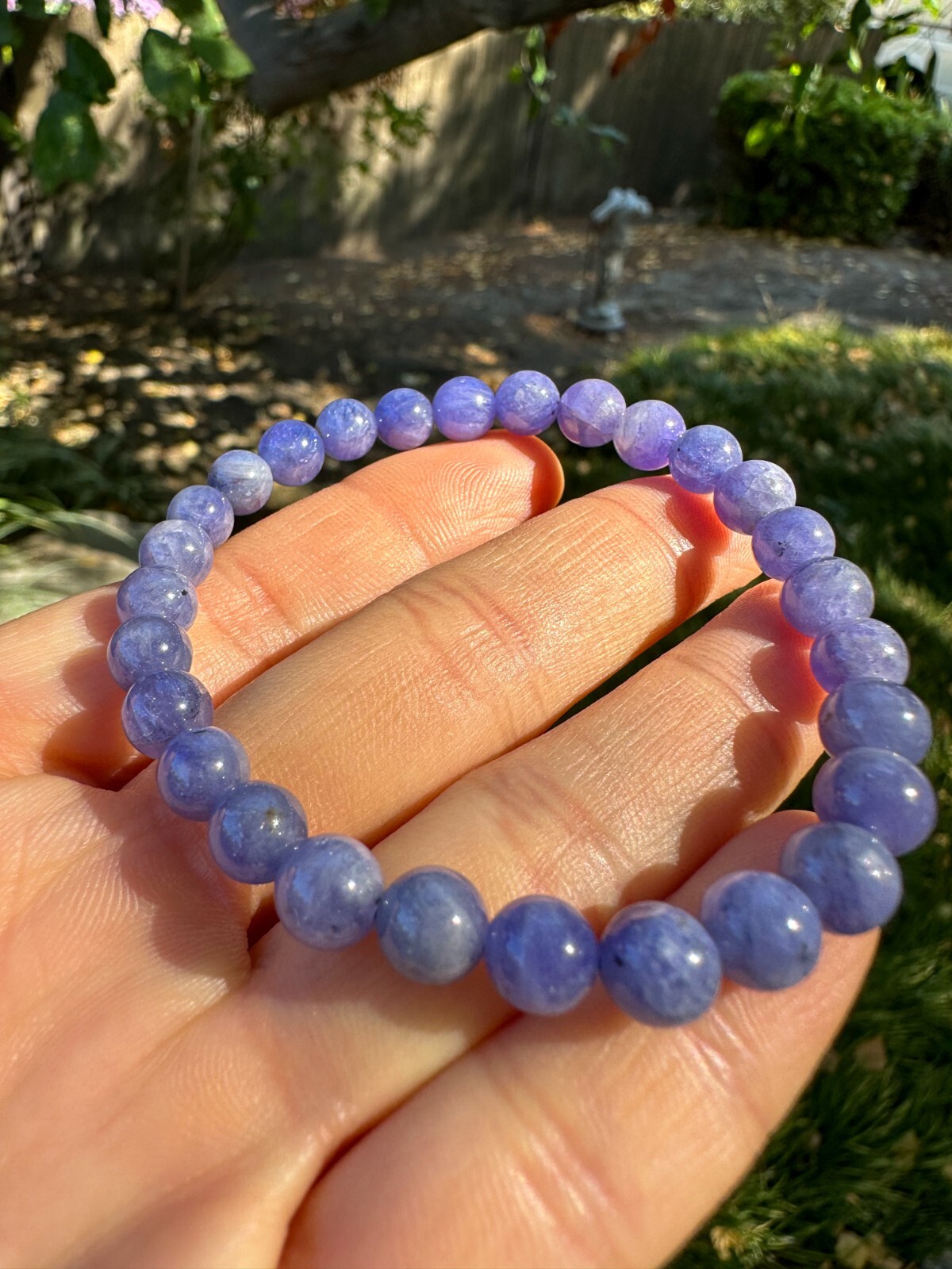 6.8mm Natural Blue Purple Tanzanite Beaded Bracelet | 坦桑石手串
