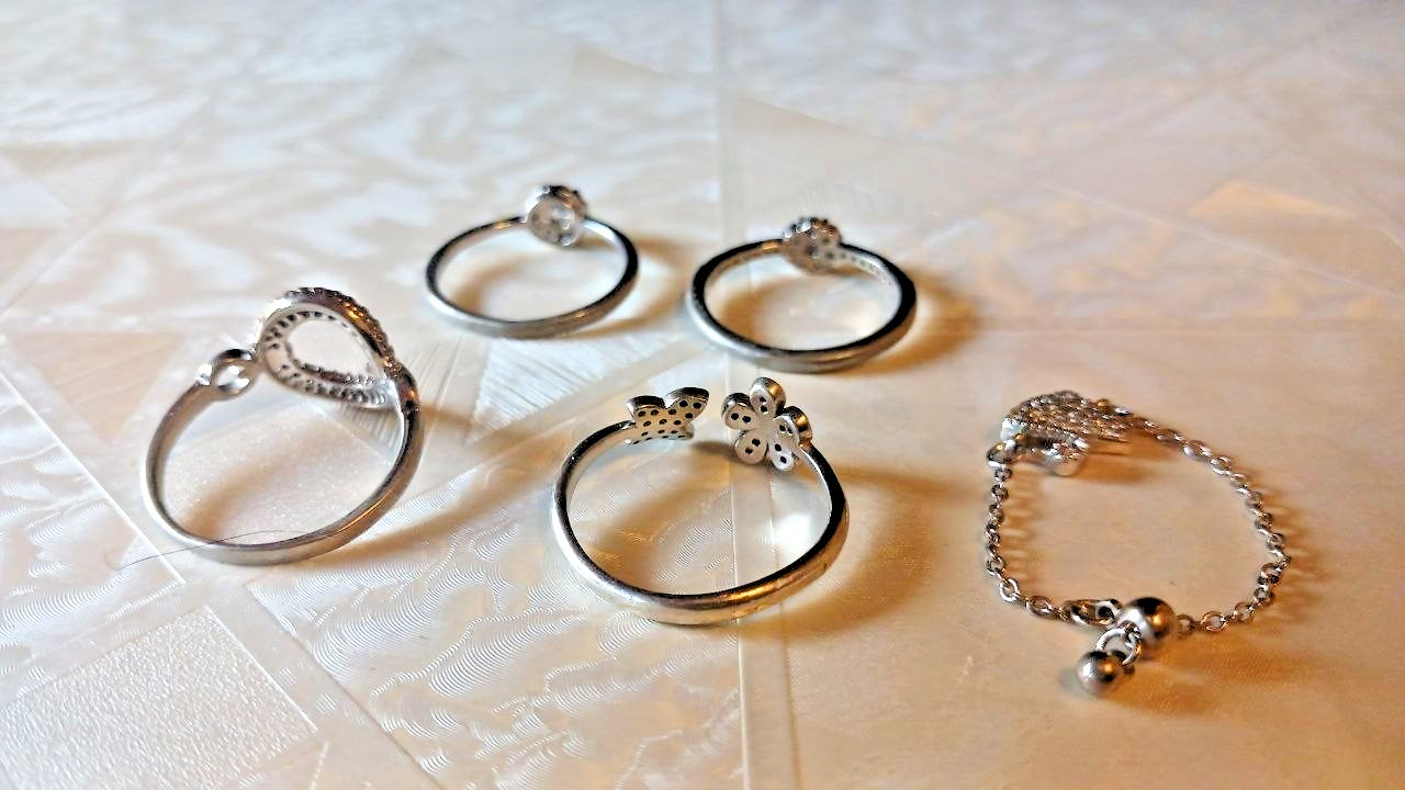 Silver Tone Crystal Swan Bracelet & Rings Set 5Pcs Fashion Jewelry For Women