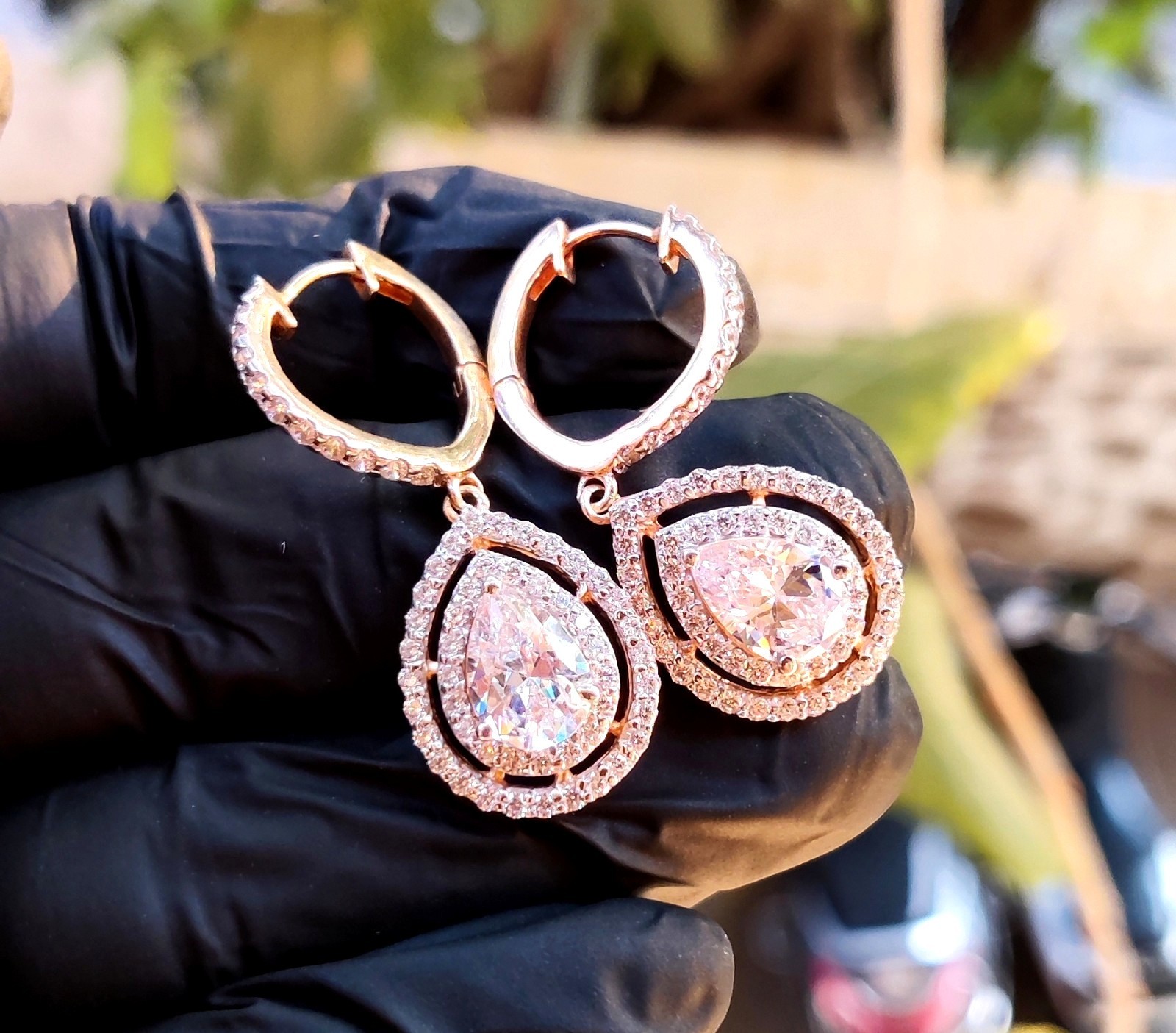 2Ct Pear Cut Simulated Diamond Drop Dangle Earrings 14k Rose Gold Plated