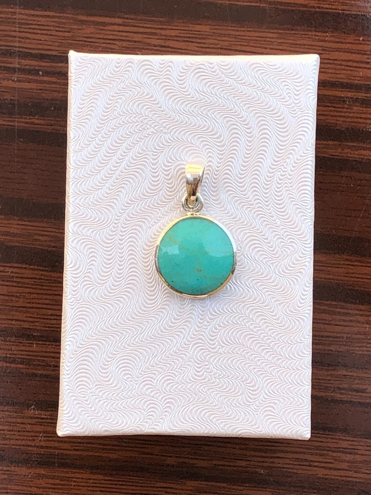 925 Sterling Silver Round Turquoise Pendant 14mm(0.55″)/23mm(0.91″)