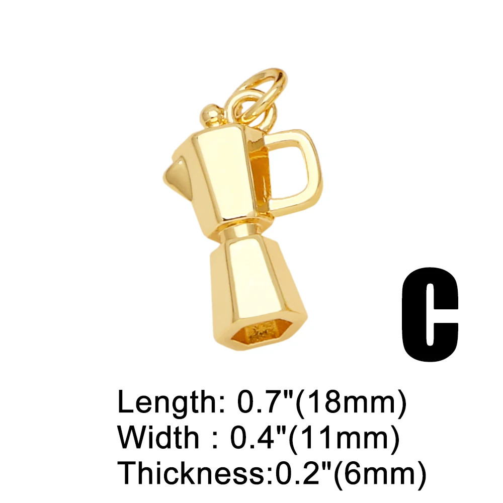 Coffee Cup Pendant Gold Plated Simulated Zirconia Mini Charm Jewelry Making
