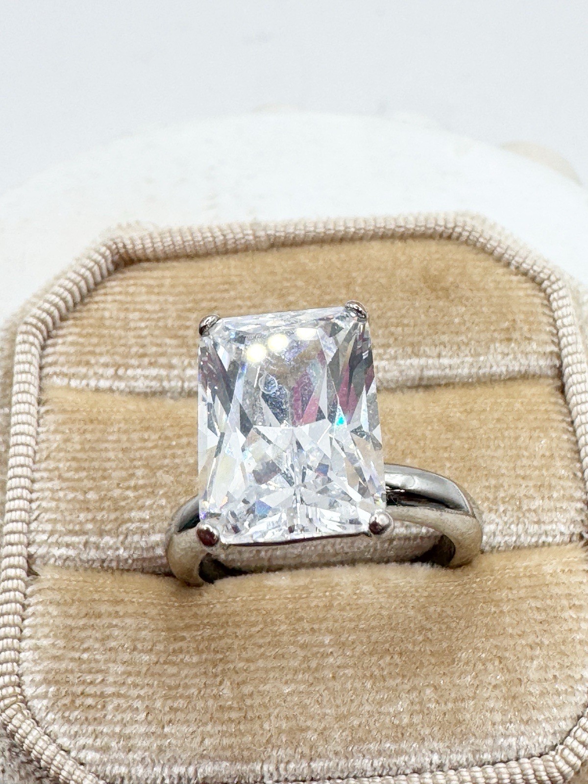 Palm Beach Jewelry Large Marquise Cubic Zirconia CZ Silver Cocktail Ring Size 7