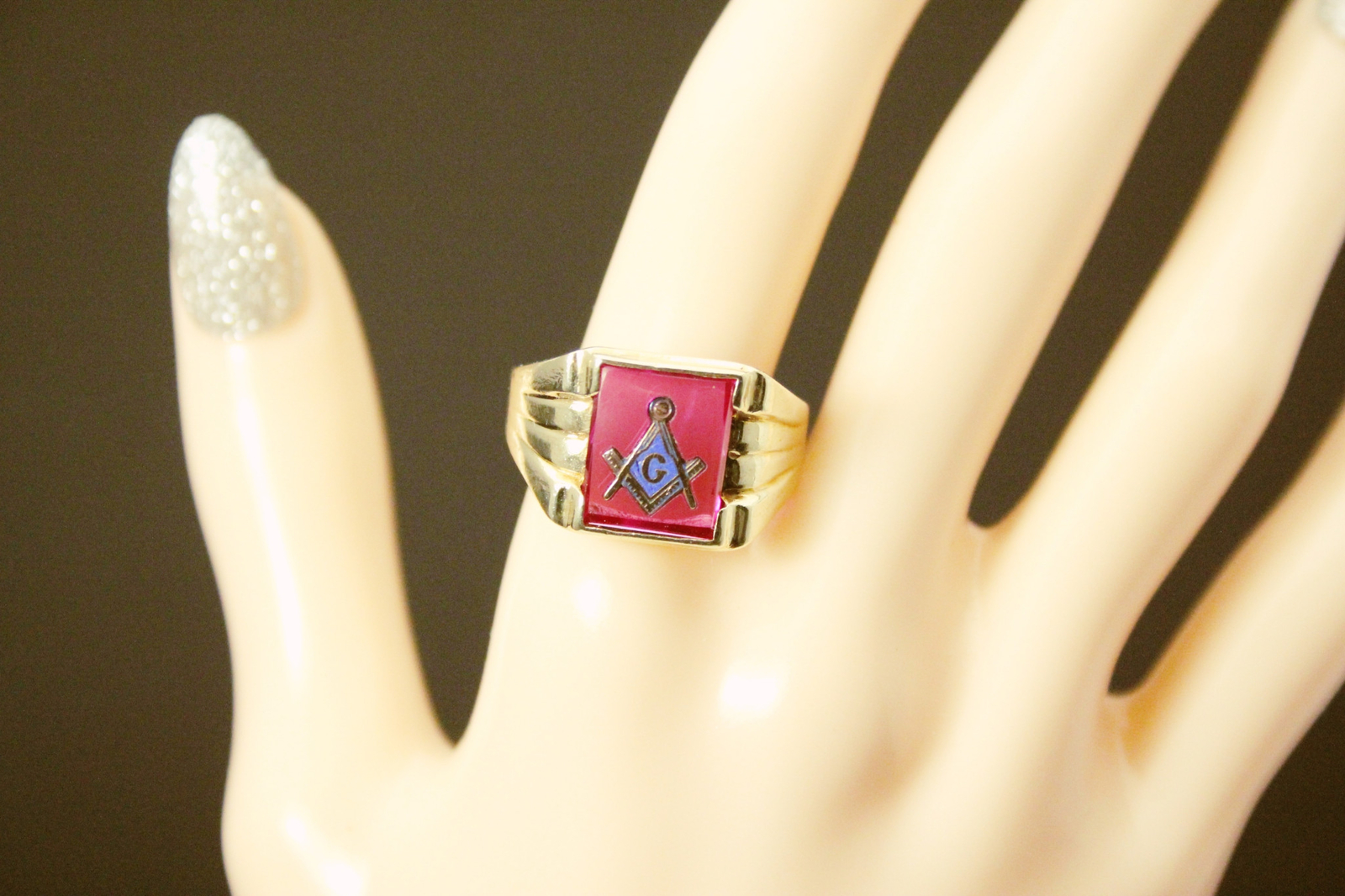 10k Yellow Gold Freemasons Masonic Size 9.25 Ring 6.6 Grams (RIN9219)
