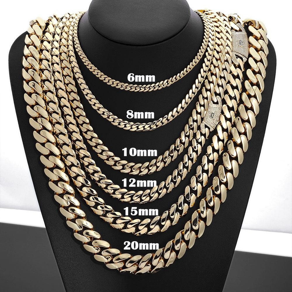 6/8/10/12/15/20mm Cuban Chain Necklace Hip Hop 14k Gold Plating Bracelet Jewelry