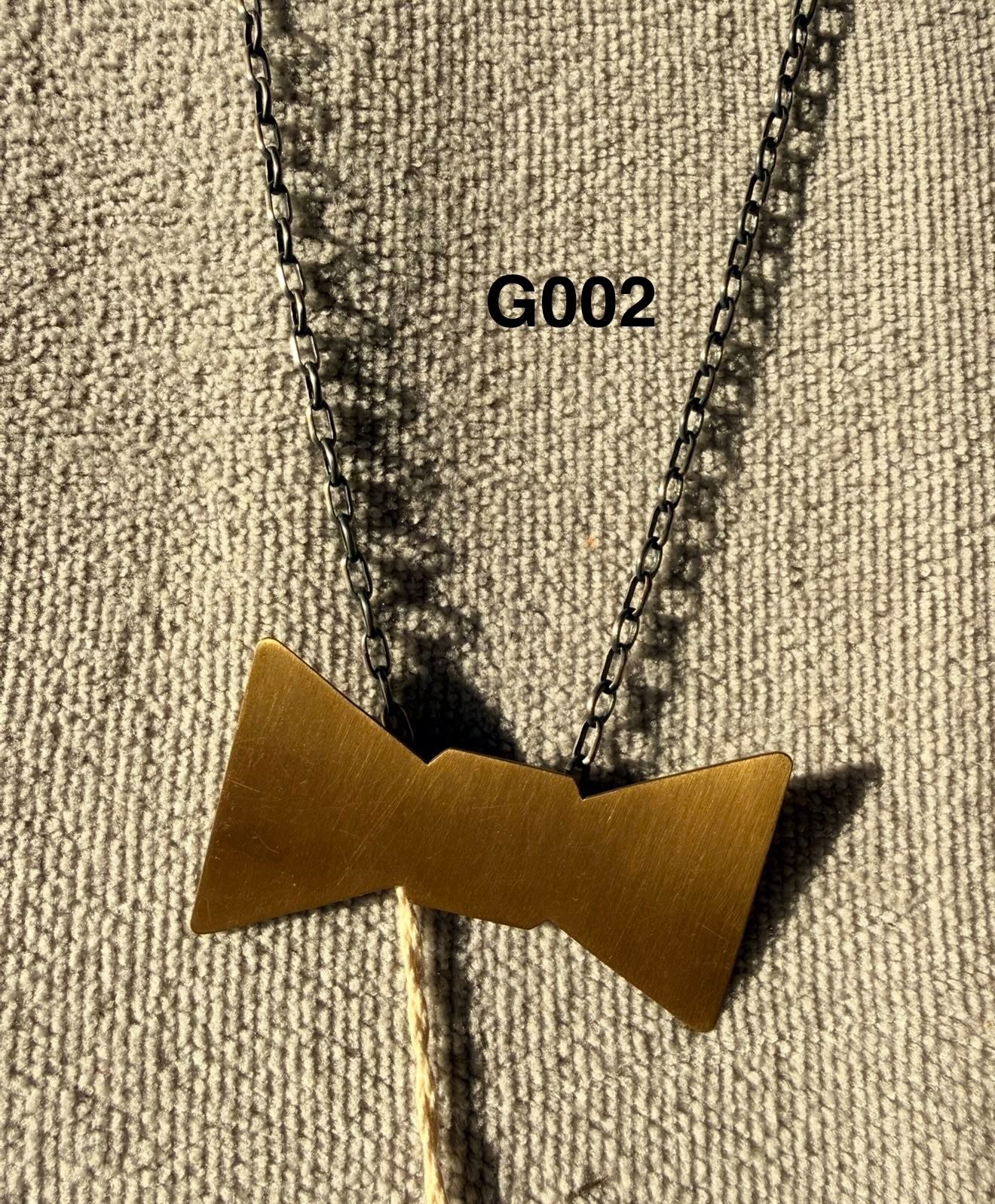 Long Orska Gold-Tone Bow Tie Statement Pandant w Chain Necklace MSRP $364