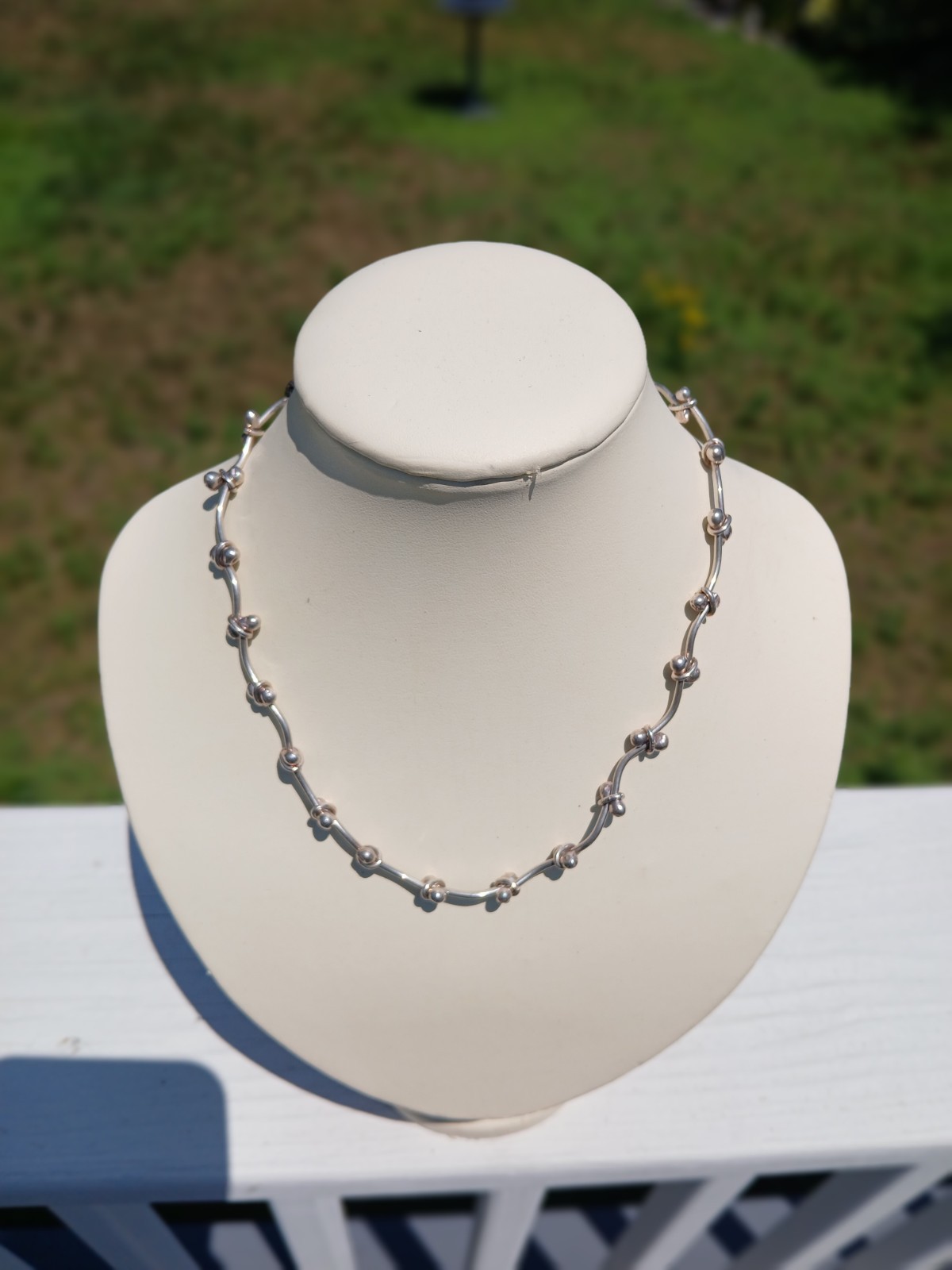 Taxco Sterling Silver Peppercorn DNA Spratling-style Necklace Vintage 16in