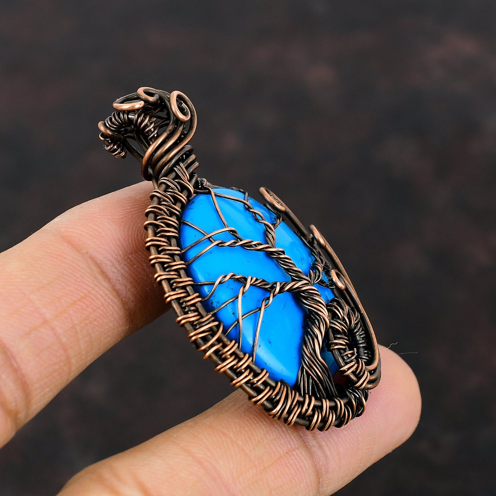 Sleeping Beauty Turquoise Copper Love Gift Wire Wrapped Tree Of Life 2.24″