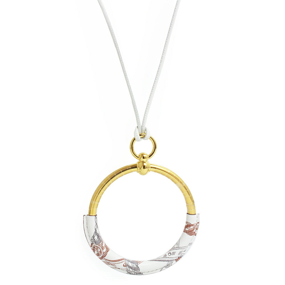 Hermes DELLA CAVALLERIA Loop Grand Vaux Swift Blanc White Pendant Necklace
