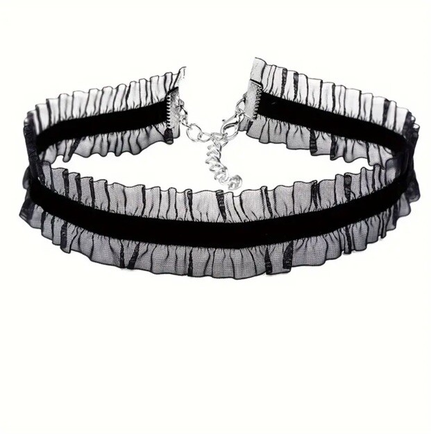 New Fashion Ladies Women Elastic Black,white Ruffle LACE Chakor Necklace party