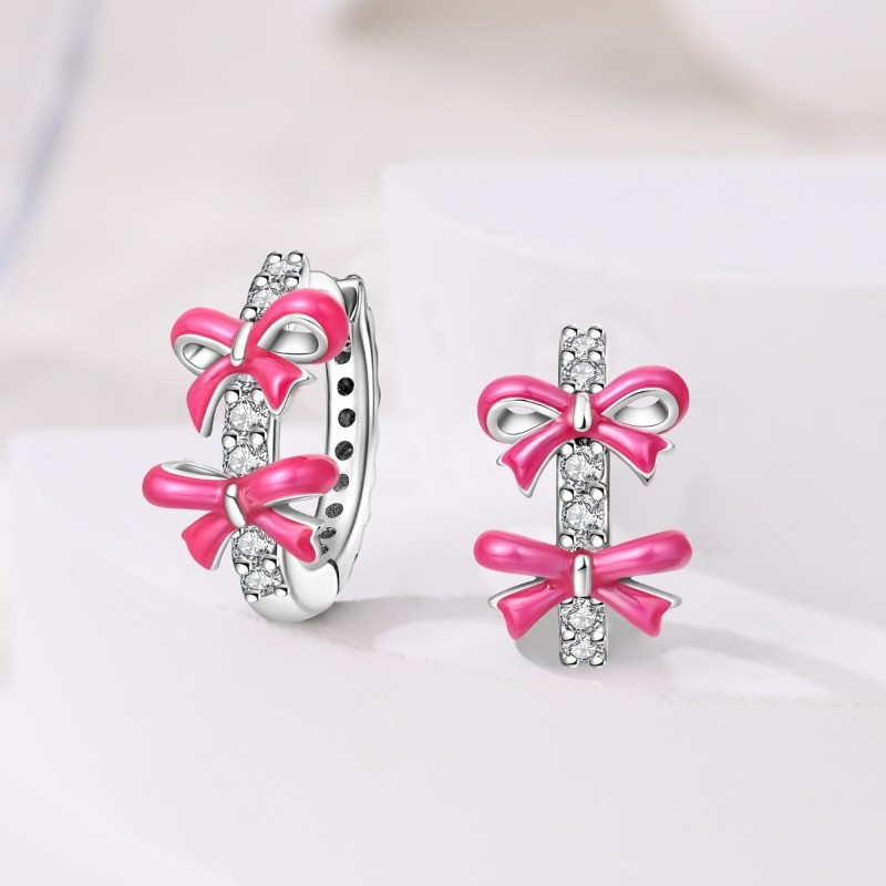PANDACH Fashion 925 Sterling Silver Huggie Bow Hoop Earrings Women Party Gifts