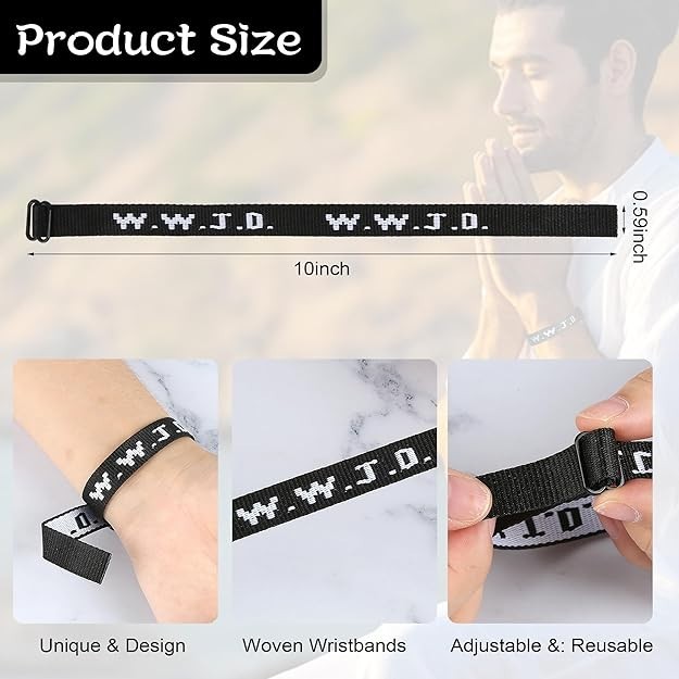 6PCS WWJD Adjustable Bracelets Pack Christian Gifts What Would Jesus Do Bands…