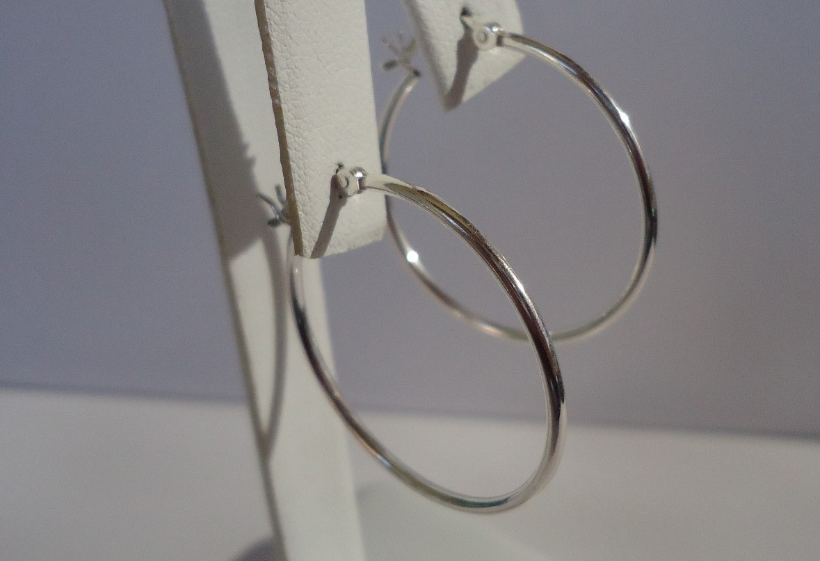 925 STERLING SILVER LADIES HOOP EARRINGS 35MM IN DIAMETER FINE QUALITY