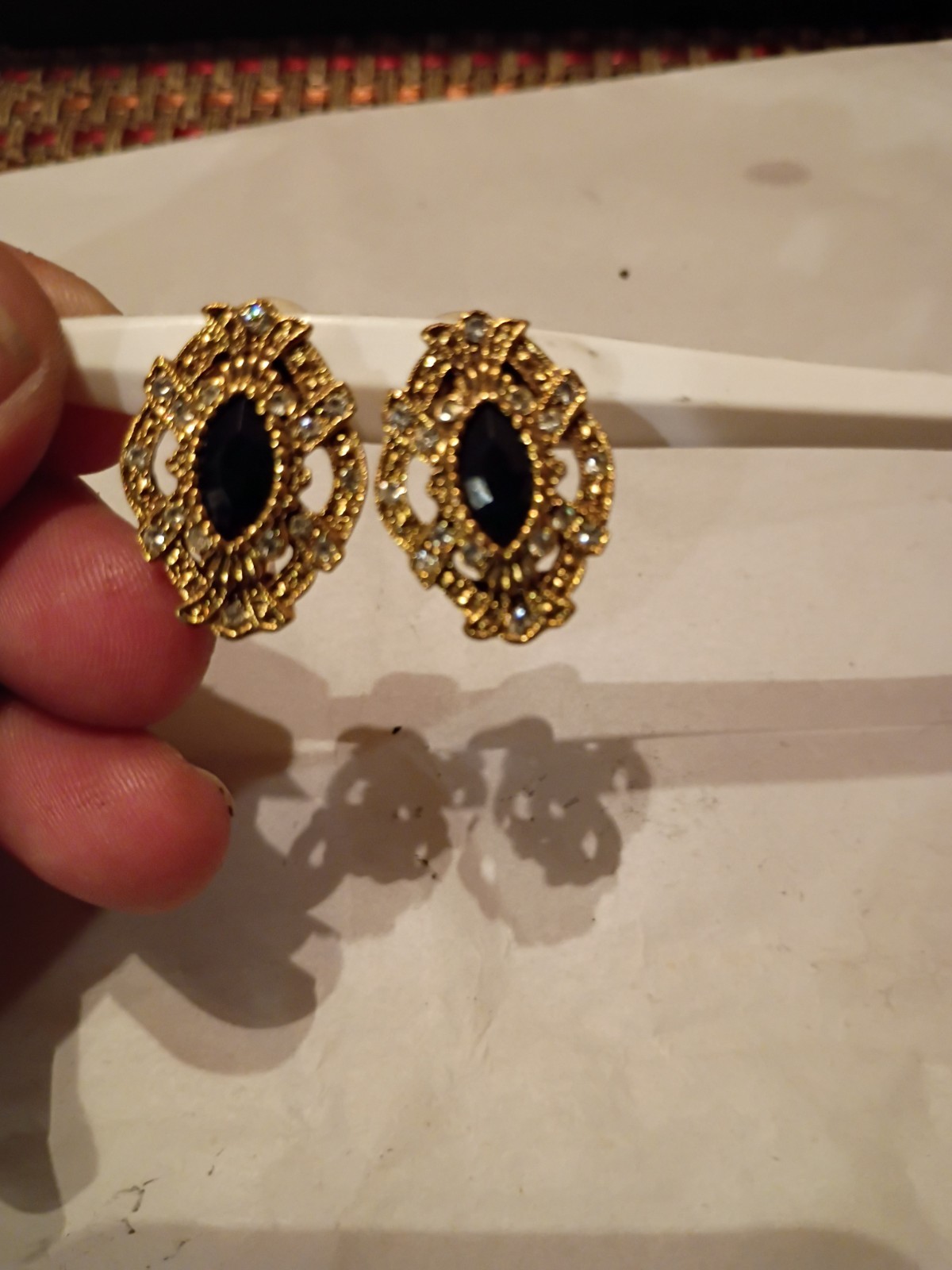 Blackstone With White Rhinestones Looking Like Diamonds Earrings