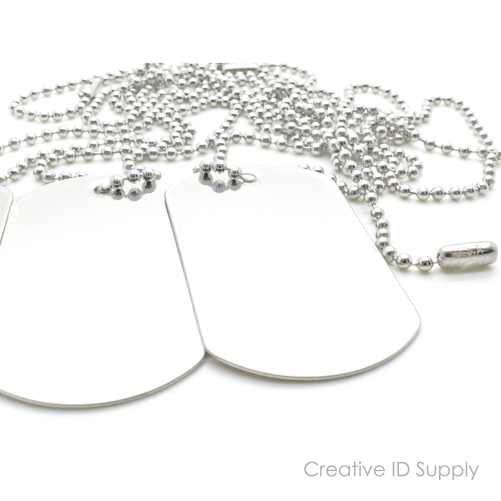 10pcs BLANK DOG TAG STAINLESS STEEL MILITARY SPEC WITH 10pcs 24″ S/S NECKLACES
