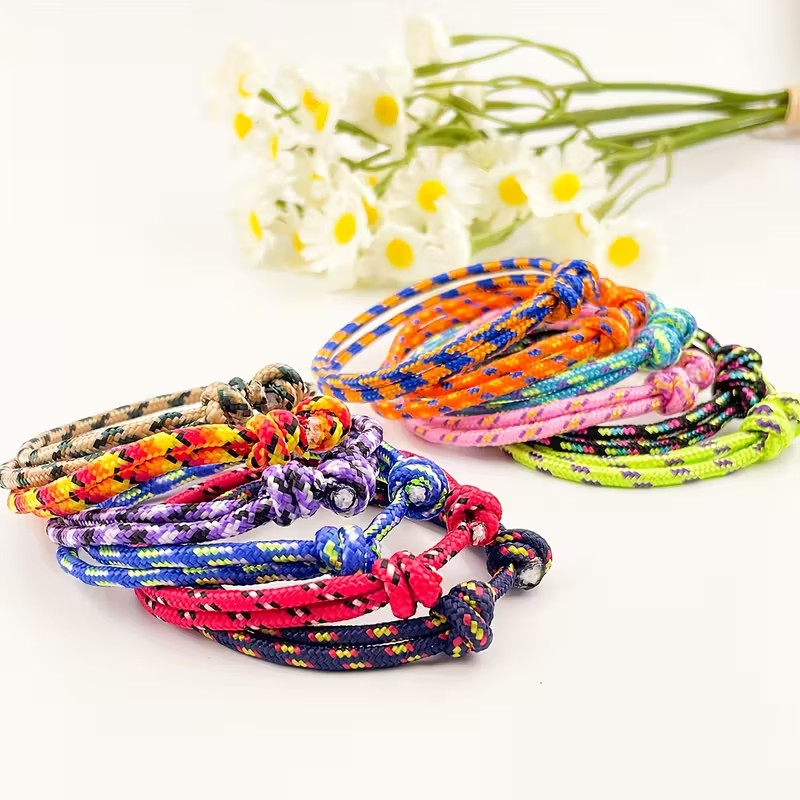 Colorful Nylon Paracord Bracelet Handmade Braided Wrist Strap Unisex Fashion