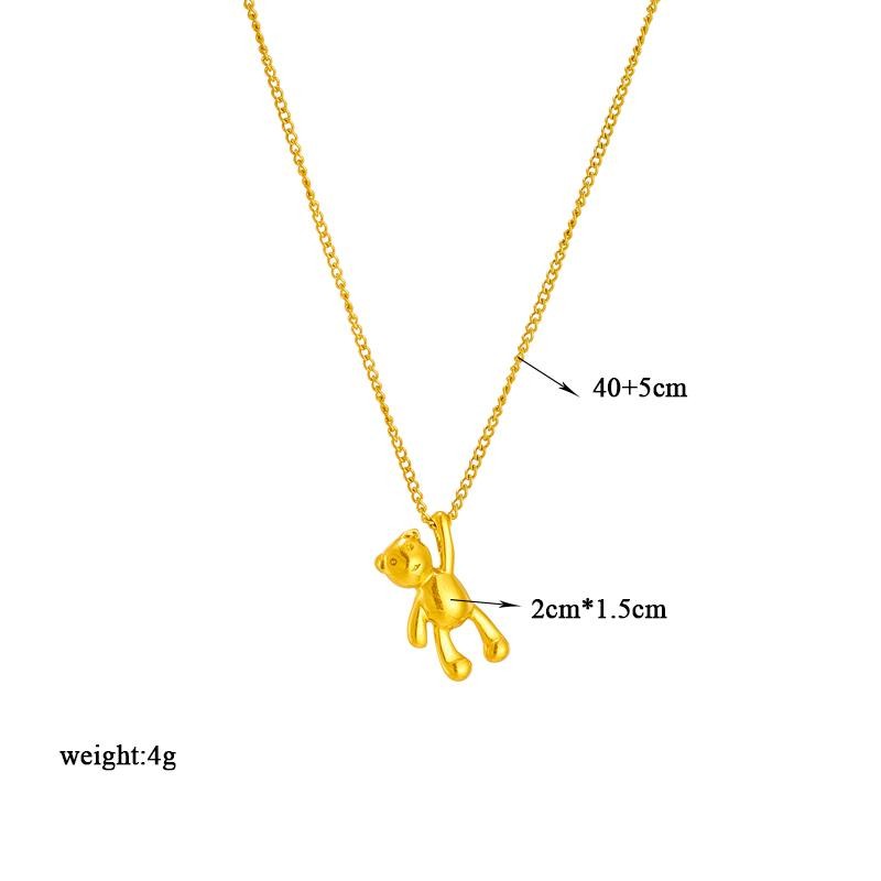 Bear Pendant Necklace Adjustable Gold Plated 316l Stainless Steel Jewelry Girls