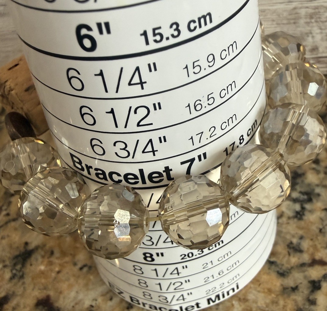 Vintage Wine Cork Clear Crystal Beaded Bracelet Rare Handmade