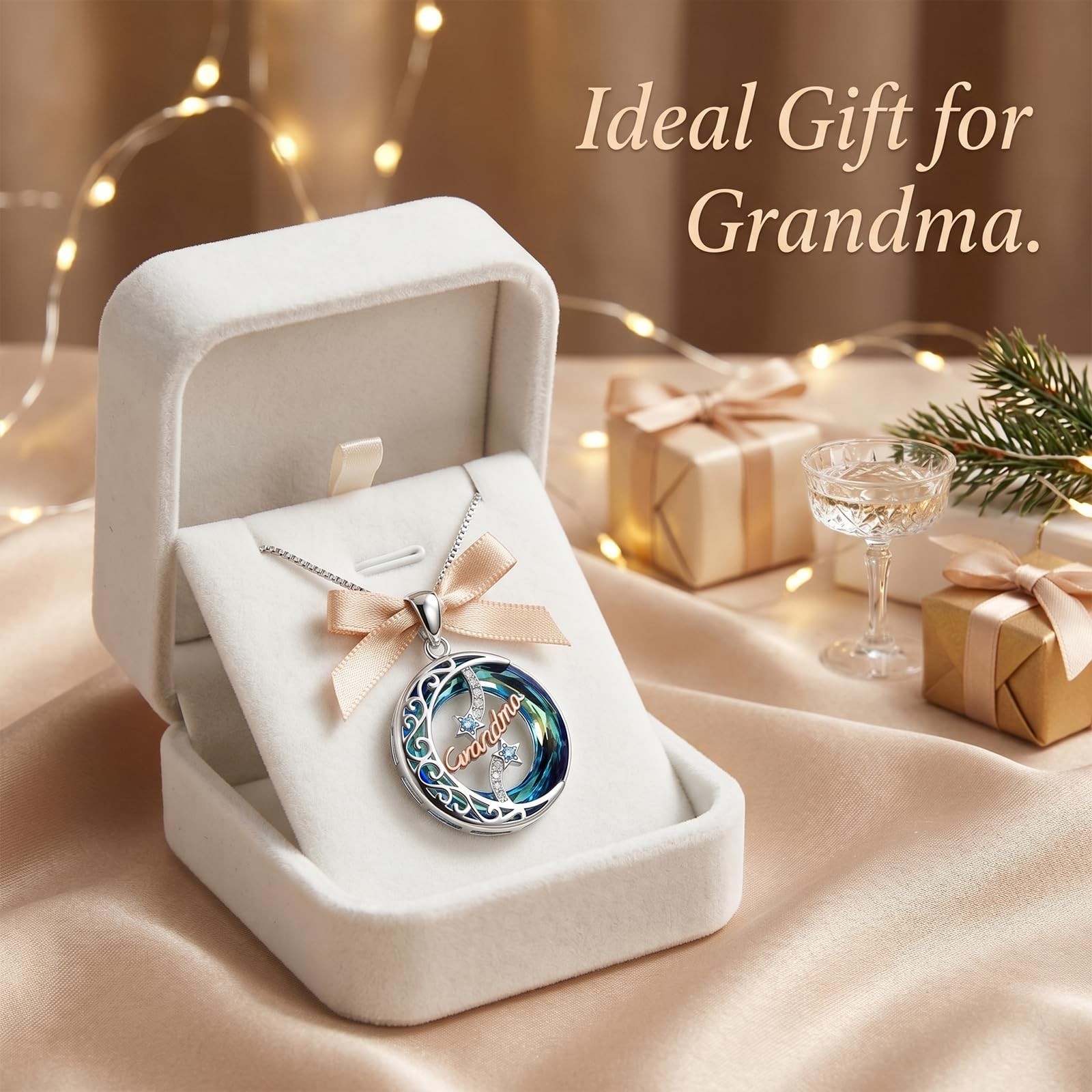 Opal Crystal Necklace Pendant for Mom, Nana, Grandma – Perfect Birthday & Mother