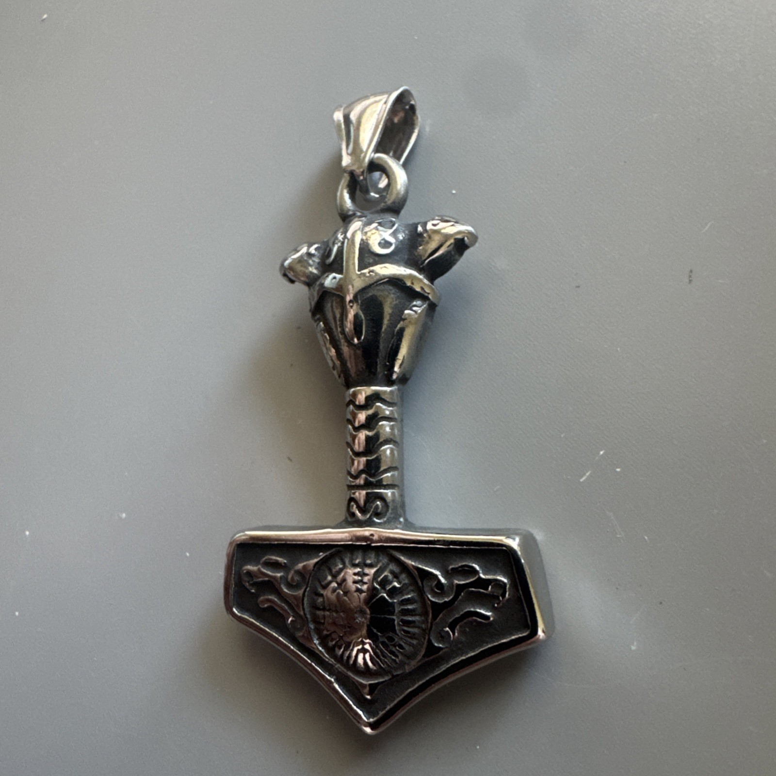 Mjolnir Hammer Stainless Steel Thor Pendant Nordic Viking 24” Box Chain Gift