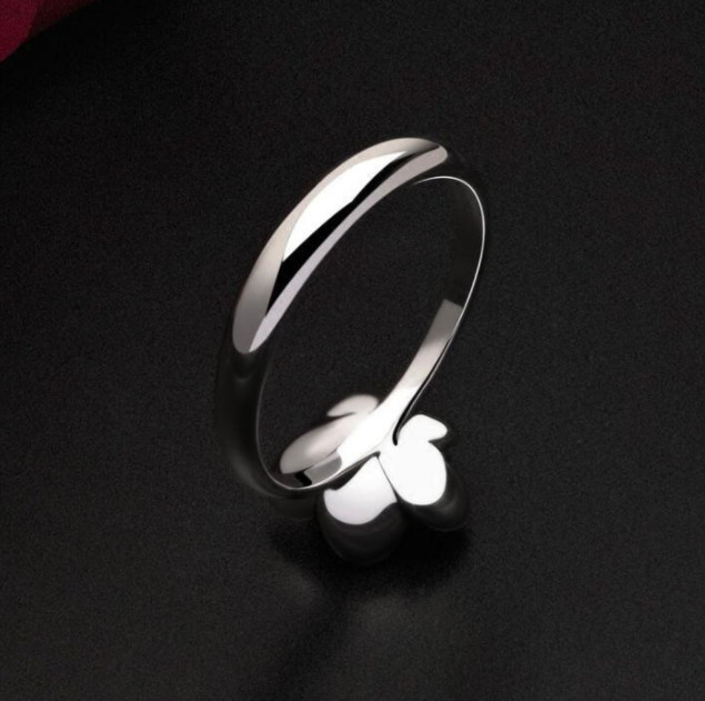 Women Fashion Black Rose Flower Ring Crystal Rhinestone Jewelry