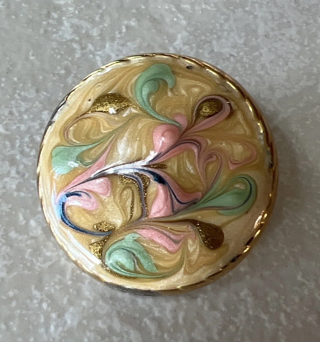 Pastel Swirls & Gold Tone Enamel Earrings Round Post Earrings For Pierced Ears