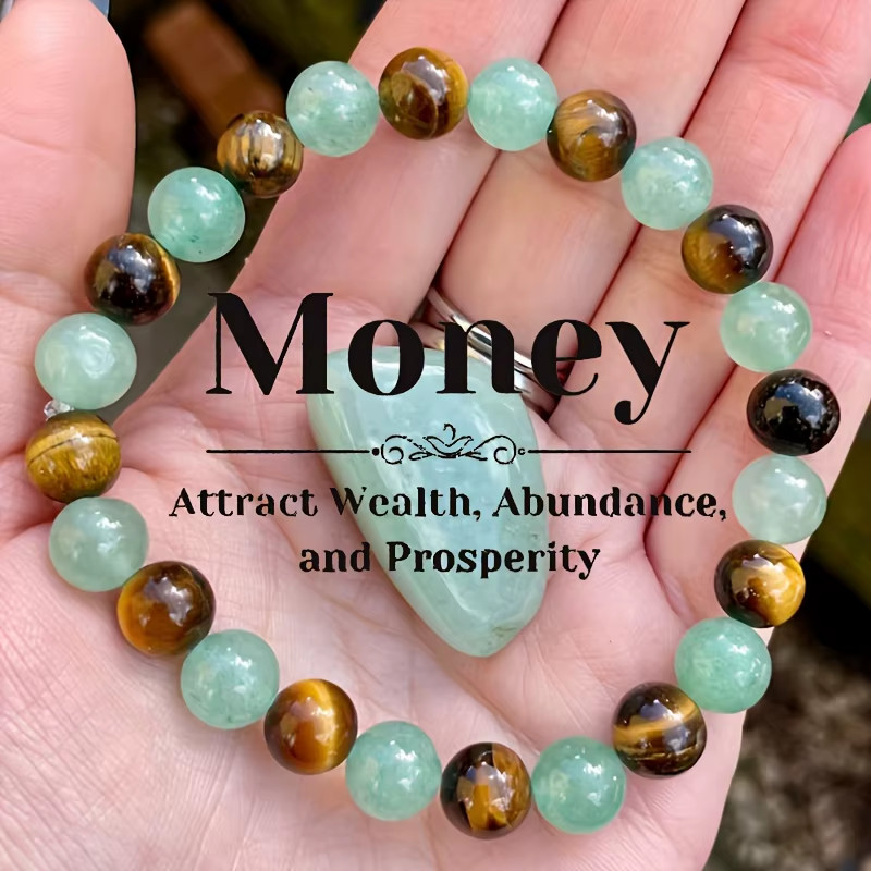 Green Aventurine Tiger Eye Bracelet Money Luck Healing Crystal Beaded ✅