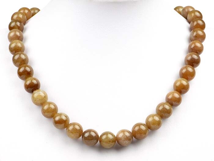 18″ Natural Brown Sugar Nephrite Jade Beads Necklace Jewelry, w/ Certificate