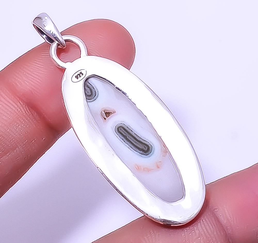 Moss Agate – India Gemstone 925 Sterling Silver Handmade Pendant 1.95″ A38
