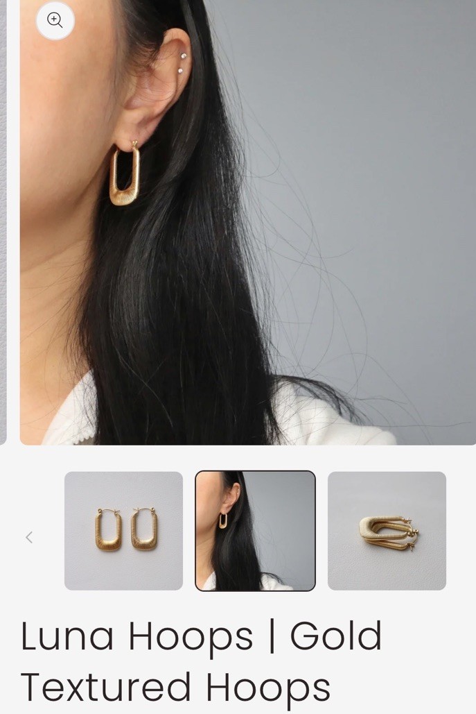 Jessa Jewelry Luna Gold Textured U-Shaped Hoop Dangle Earrings Hook Closure