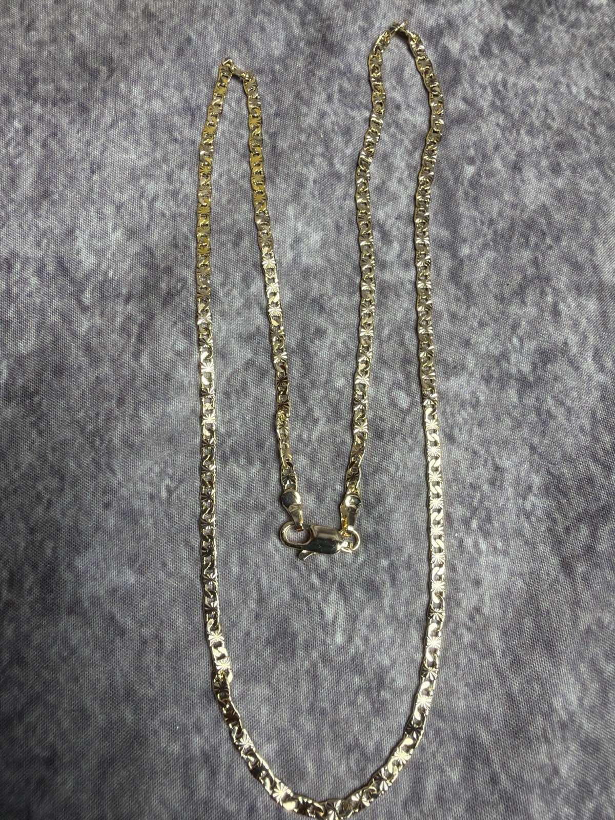 Gold Tone Diamond Cut Chain Necklace 20” Shiny Figaro Style Lobster Clasp #6