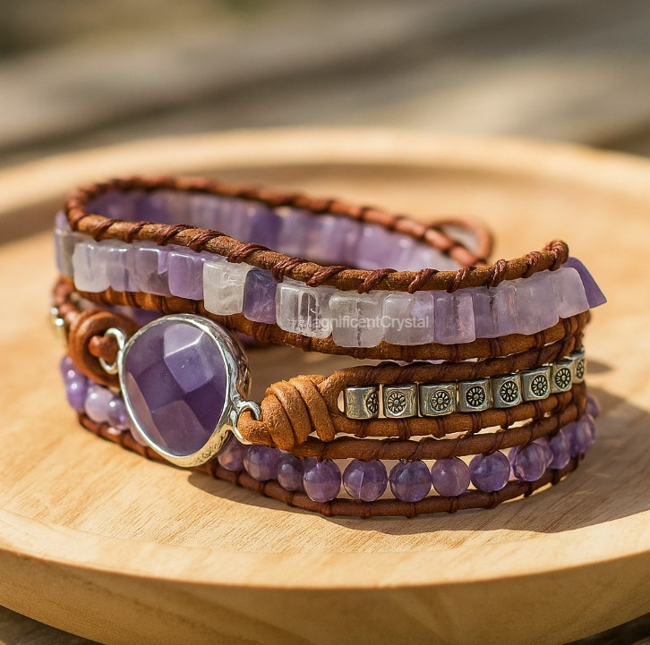 Natural Amethyst Crystal Bracelet Stress Relief Healing Chakra Birthstone Gifts