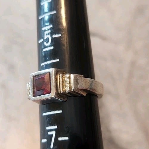 Ring ~ Red Stone ~ Silver? ~ Service Award ~ Size 6 ~ 6.25