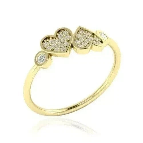 2 Ct Round Cut Simulated Diamond Heart Stunning Band Ring 14k Yellow Gold Plated