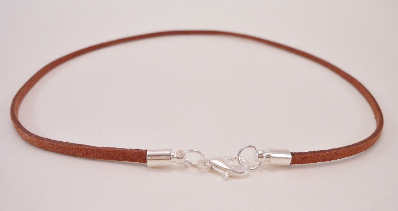 Leather Brown Suede Surfer Choker Necklace 3mm with Silver Lobster Clasp -Unisex