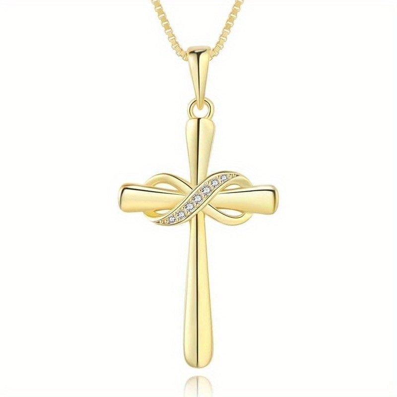 Sterling Silver Infinity Cross Necklace Adjustable Religious Jewelry Gift Women