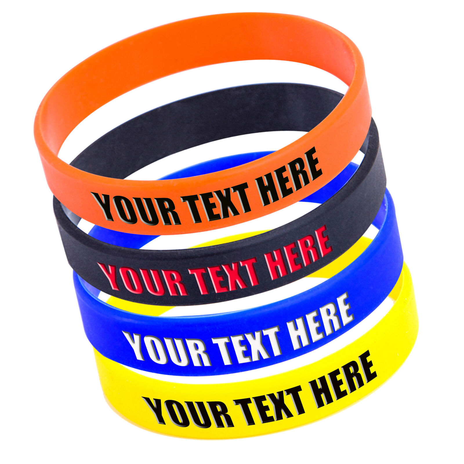 5PCS Custom Debossed Silicone Wristbands Personalized Rubber Bracelets Gifts