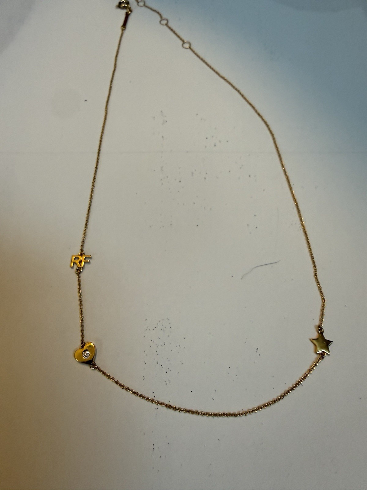 Brooks Brothers Red Fleece Gold Tone RF Initial Heart & Star Necklace JM900 NWOT