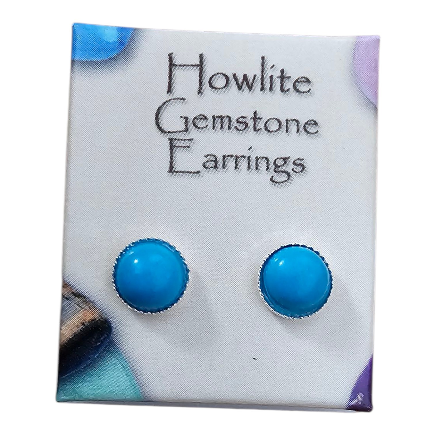 Darby’s Treasures Blue Howlite Gemstone Crystal Earrings Faux Turquoise 6mm
